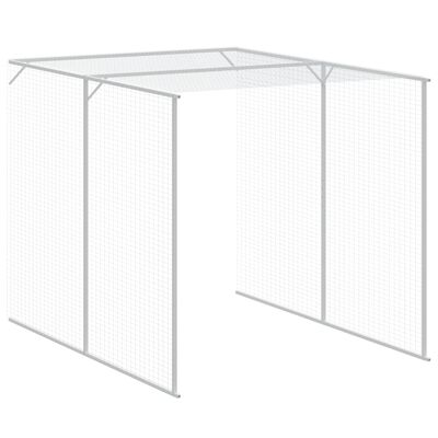 vidaXL Gallinero con corral acero galvanizado gris claro 165x659x181cm