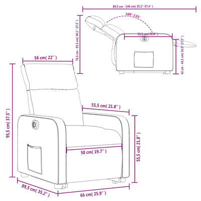 vidaXL Sillón eléctrico reclinable elevable de tela gris taupe