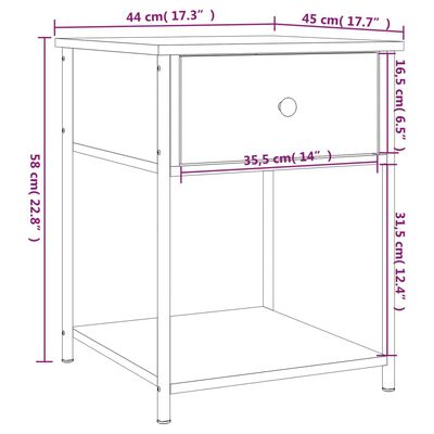 vidaXL Mesitas noche 2 uds madera ingeniería marrón roble 44x45x58 cm