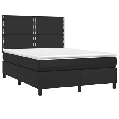 vidaXL Cama box spring con colchón cuero sintético negro 140x200cm