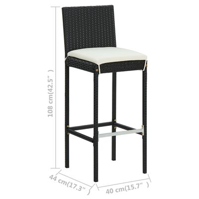 vidaXL Set muebles bar jardín 5 piezas y cojines ratán sintético negro