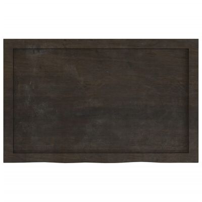 vidaXL Encimera baño madera maciza tratada marrón oscuro 80x50x(2-6)cm