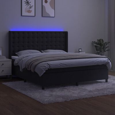 vidaXL Cama box spring colchón y LED terciopelo negro 160x200 cm