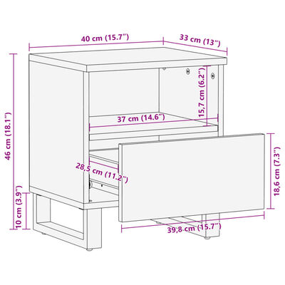 vidaXL Mesitas de noche 2 uds de madera maciza reciclada 40x34x46 cm