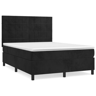 vidaXL Cama box spring con colchón terciopelo negro 140x190 cm