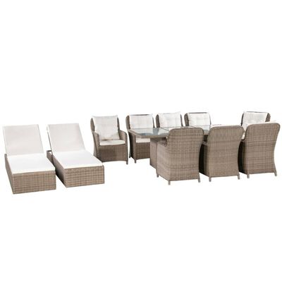 vidaXL Set de muebles de jardín 11 piezas ratán sintético marrón