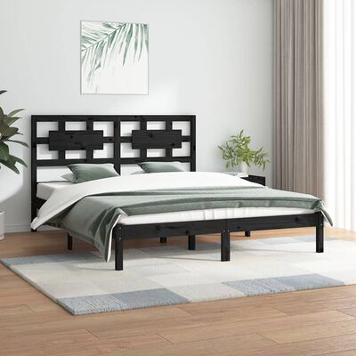 vidaXL Estructura de cama de madera maciza de pino negra 200x200 cm