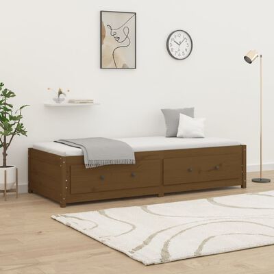 vidaXL Sofá cama madera maciza de pino marrón miel 90x200 cm