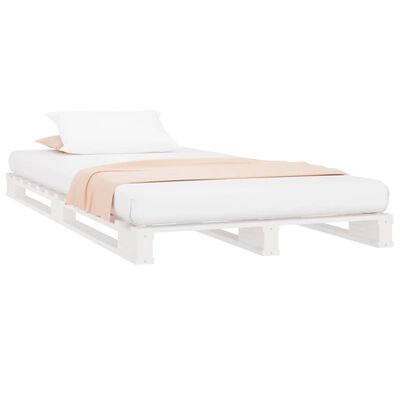 vidaXL Cama de palets madera maciza pino blanca pequeña 75x190 cm