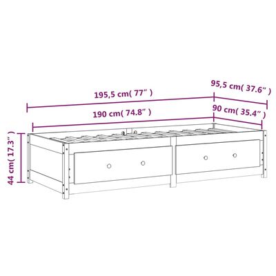 vidaXL Sofá cama de madera maciza de pino marrón miel 90x190 cm