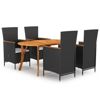 vidaXL Juego de comedor para jardín 5 piezas negro