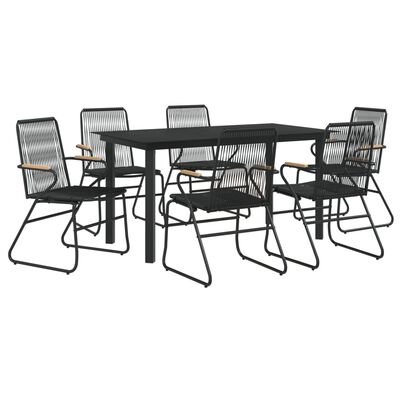 vidaXL Juego de comedor para jardín 7 piezas ratán PVC negro