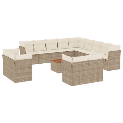 vidaXL Set sofás de jardín 14 pzas con cojines ratán sintético beige