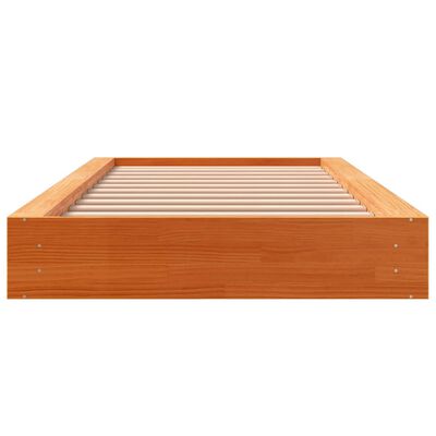 vidaXL Cama sin colchón madera maciza de pino marrón cera 100x200 cm