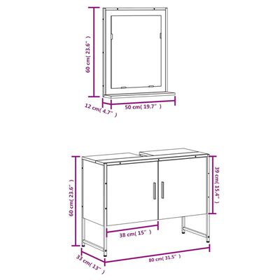 vidaXL Set de muebles de baño 2 pzas madera de ingeniería marrón roble