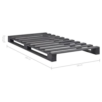 vidaXL Estructura cama palets sin colchón madera maciza gris 100x200cm