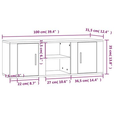 vidaXL Mueble de TV madera contrachapada roble ahumado 100x31,5x35 cm