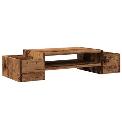 vidaXL Soporte de pantalla con almacenaje madera envejecida 70x27x15cm