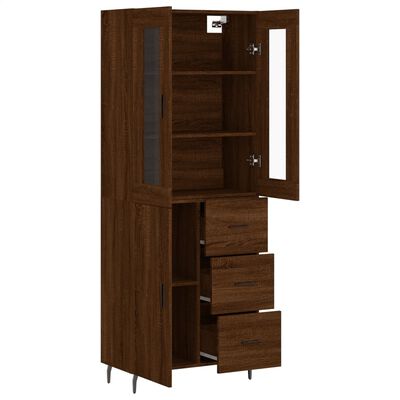 vidaXL Aparador alto madera contrachapada marrón roble 69,5x34x180 cm