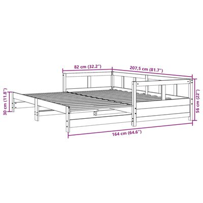 vidaXL Sofá cama sin colchón madera maciza pino marrón cera 80x200 cm