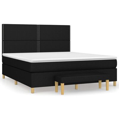 vidaXL Cama box spring con colchón tela negro 180x200 cm