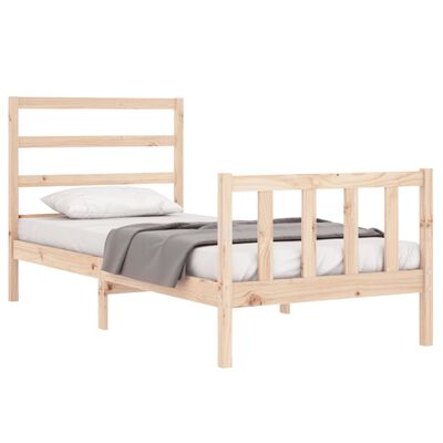 vidaXL Estructura de cama con cabecero madera maciza 90x190 cm