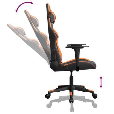 vidaXL Silla gaming cuero sintético negro y naranja