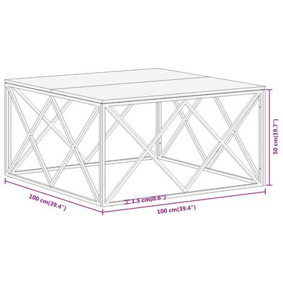 vidaXL Mesa de centro acero inoxidable plateado y madera maciza acacia