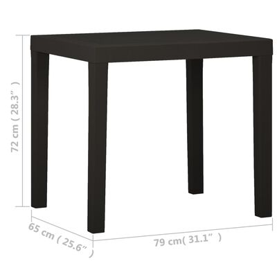 vidaXL Mesa de jardín de plástico gris antracita 79x65x72 cm