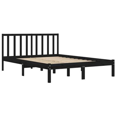 vidaXL Estructura de cama madera maciza de pino negro 135x190 cm