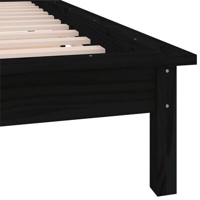 vidaXL Estructura de cama con LED madera maciza negra 90x190 cm