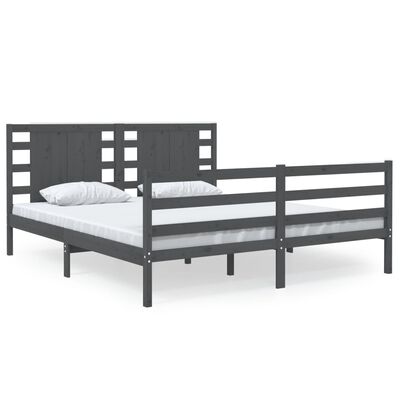 vidaXL Estructura de cama de madera maciza de pino gris 140x190 cm