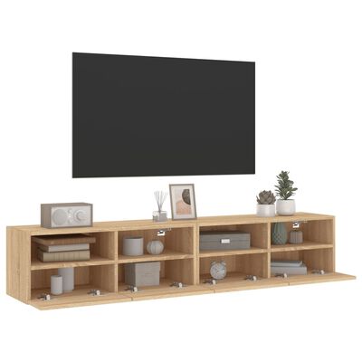 vidaXL Muebles de pared para TV 2 uds madera roble Sonoma 80x30x30 cm