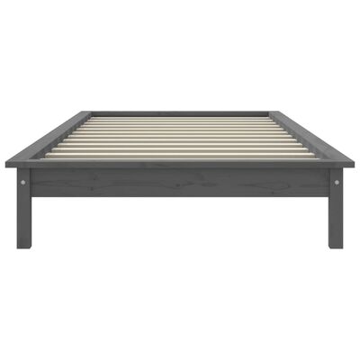 vidaXL Estructura de cama madera maciza de pino gris 90x190 cm