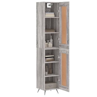 vidaXL Aparador alto madera contrachapada gris Sonoma 34,5x34x180 cm