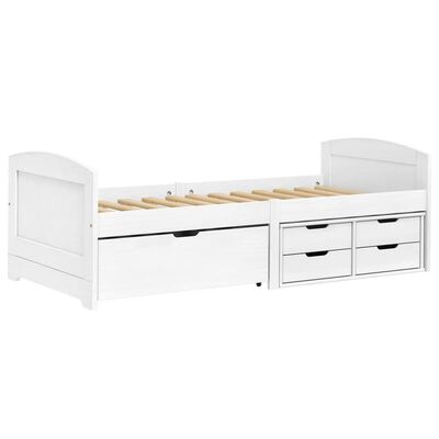 vidaXL Sofá cama con 5 cajones madera maciza pino blanca IRUN 90x200cm