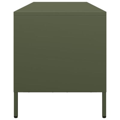 vidaXL Mueble TV acero laminado en frío verde oliva 135x39x43,5 cm