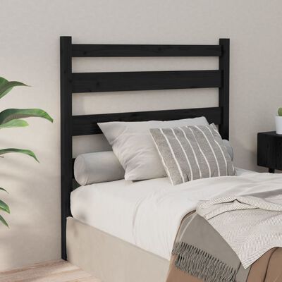 vidaXL Cabecero de cama madera maciza de pino negro 106x4x100 cm