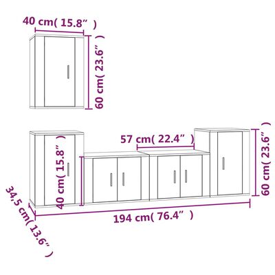 vidaXL Set de muebles para TV 5 piezas madera contrachapada blanco