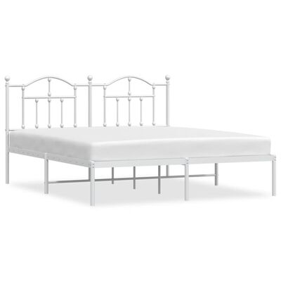 vidaXL Estructura de cama de metal con cabecero blanco 180x200 cm