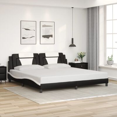 vidaXL Estructura cama con LED cuero sintético negro blanco 200x200 cm