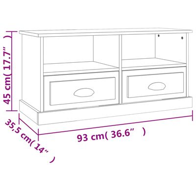 vidaXL Mueble para TV madera contrachapada negro 93x35,5x45 cm