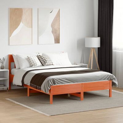 vidaXL Cama sin colchón madera maciza de pino marrón cera 160x200 cm