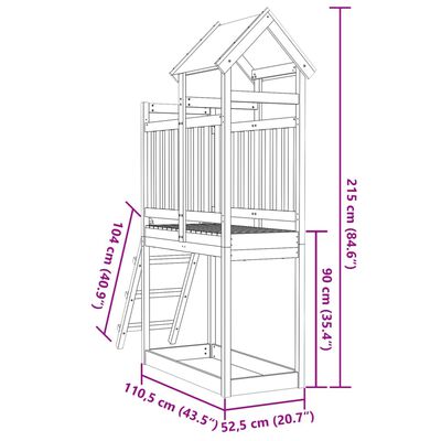 vidaXL Torre de juegos escalera madera abeto Douglas 110,5x52,5x215 cm