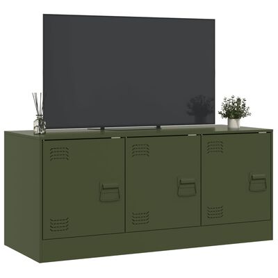 vidaXL Mueble de TV de acero verde oliva 99x39x44 cm