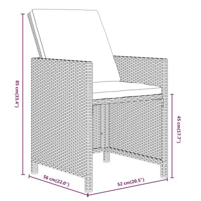 vidaXL Set comedor de jardín 19 pzas con cojines ratán sintético negro