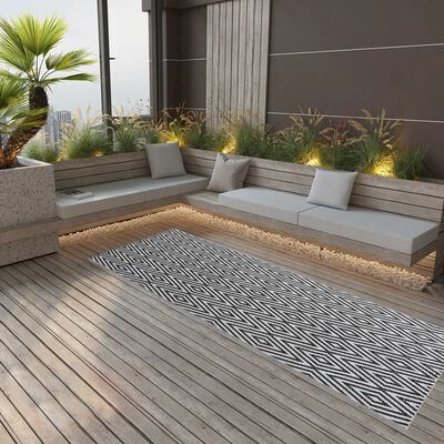 vidaXL Alfombra de exterior PP negra 80x250 cm