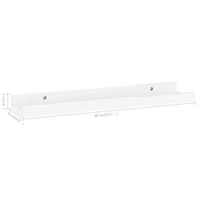 vidaXL Estantes de pared 2 unidades blanco brillo 40x9x3 cm