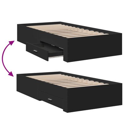 vidaXL Cama con cajones madera de ingeniería negra 75x190 cm