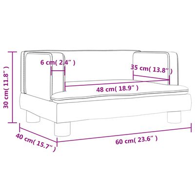 vidaXL Sofá para niños de cuero sintético crema 60x40x30 cm